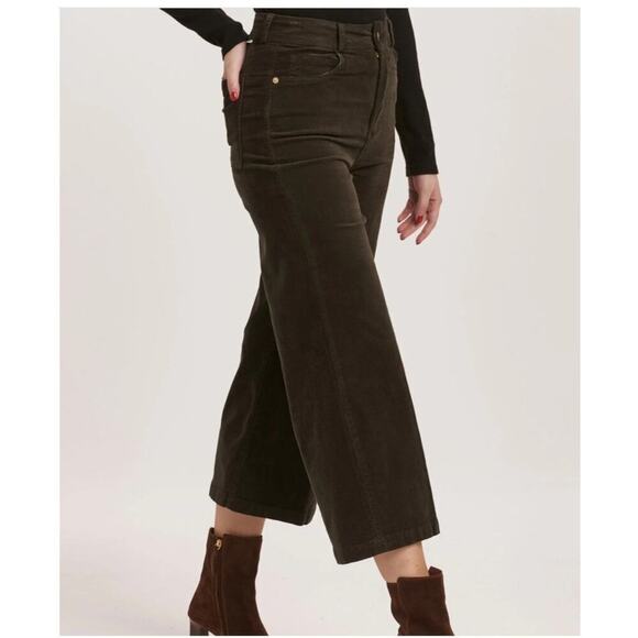 Dear John Audrey Wide Leg Corduroy Pants | Forest Pine, Olive, 32P, NWT - Picture 2 of 10